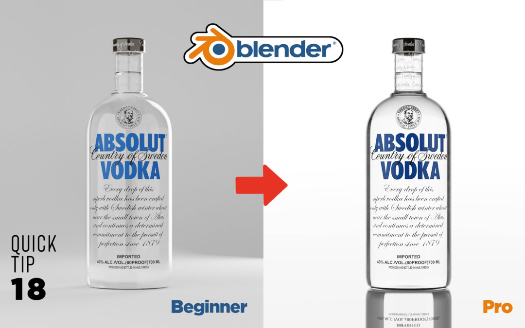 How to Light Glassy Bottle in Blender (Quick Blender Tip 18) Vodeka in front of white background
